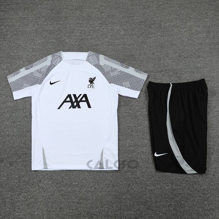 Tuta da Track Liverpool Manica Corta 2022-2023 Bianco - Pantaloncini